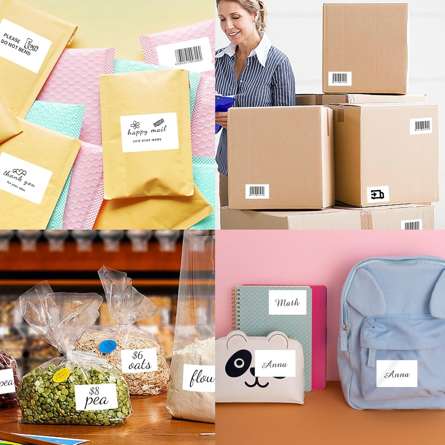 3"x2" Direct Thermal Label Stickers,Self-Adhesive Square Thermal Labels (350pcs Per Roll,2 Rolls)