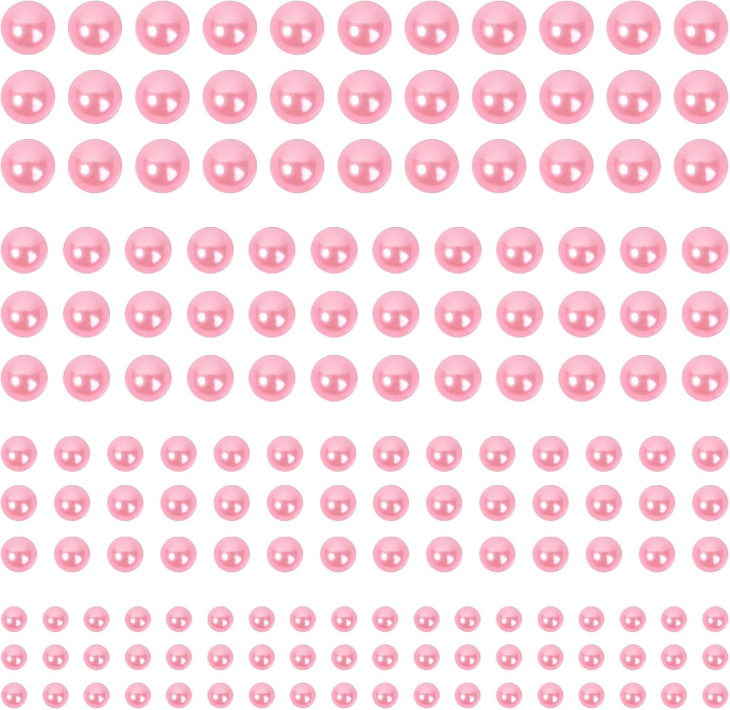 2000+pcs 12 Sheets Self Adhesive Pearl Stickers for Hair, Face, Makeup, Eye, Nail, Crafts, 3mm, 4mm, 5mm, 6mm (Pink)
