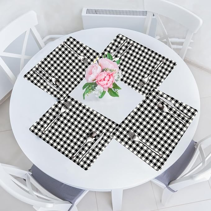Lattice Placemats Set of 4 - Abstract Leather Heat Resistant Placemats for Dinner Table, Non-Slip Waterproof Oil-Proof Washable Reusable Placemat for Indoor Outdoor Kitchen Decor, 15.75In*11.81In