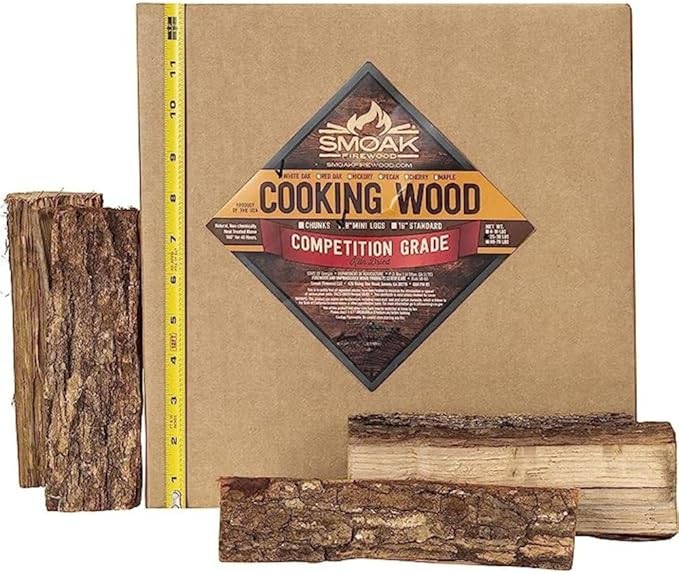 Smoak Firewood Cooking Wood Mini Splits - USDA Certified Kiln Dried Pizza Oven Wood, Grilling Wood, Smoking Wood, BBQing Wood (8inch Pieces, 25-30lbs 1728 Cubic in - Hickory)