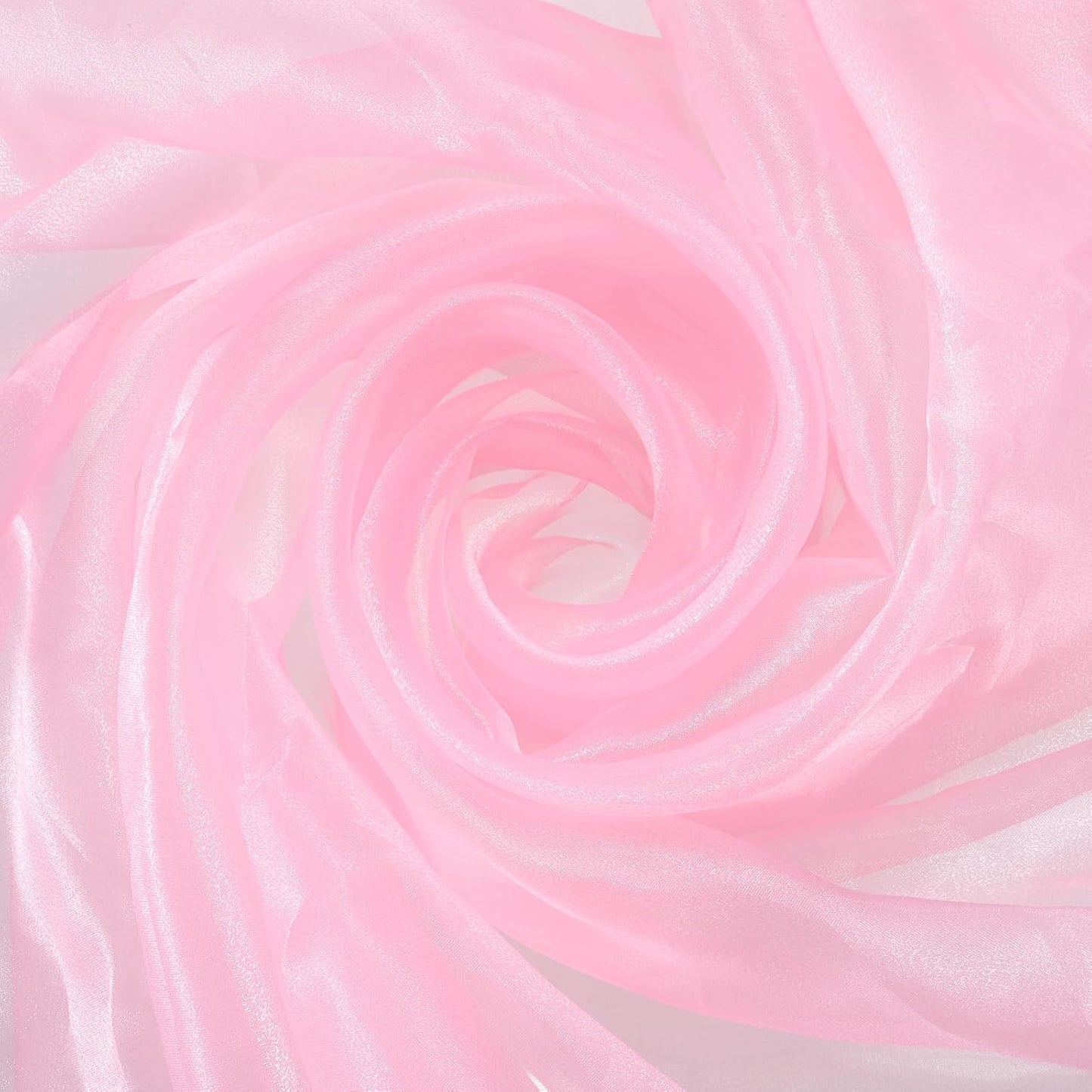 MECCANIXITY Iridescent Sheer Organza Fabric, 2 Yards x 59 Inches Solid Holographic Shiny Fabric Organza Cloth for Wedding, Curtains, Costume, Photo Background, Pink