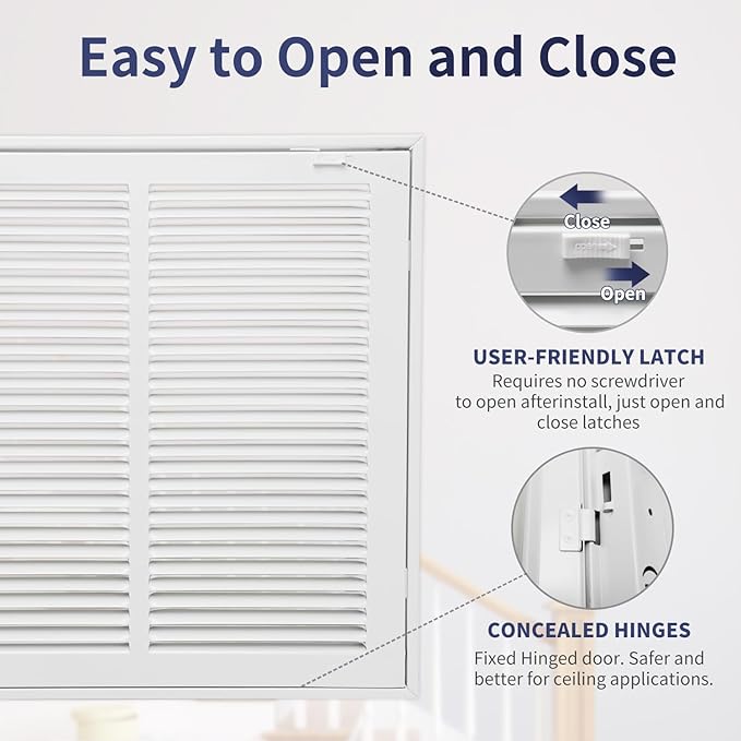 24"W x 18"H [Duct Opening Size] Steel Return Air Filter Grille - Removable Face/Door for 1 inch Filters -HVAC Vent Cover Grill - White [Outer Dimensions: 26 5/8"W X 20 5/8"H]