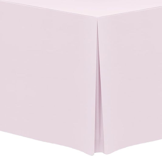 Ultimate Textile -5 Pack- 5 ft. Fitted Polyester Tablecloth - Fits 30 x 60-Inch Banquet and Folding Rectangular Tables - 42" H, Blush Ice Pink