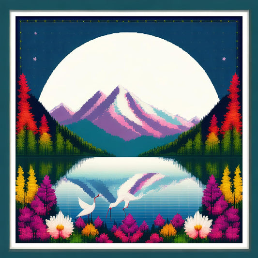 Joyhoor Cross Stitch Kits for Beginners Stamped Cross-Stitch Supplies Needlework preprint Embroidery Kits for Adults DIY Needlepoint Kits Embroidery Patterns 11CT-Swan Lake 17.7x17.7 inch