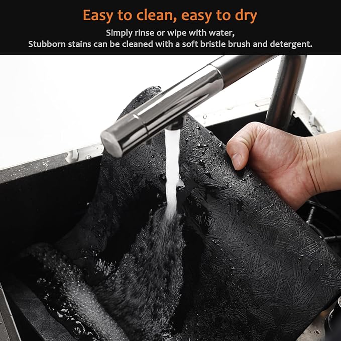 Vinyl Placemats Set of 8 Faux Leather 100% Waterproof Wipeable Washable Place Mats Heat Resistant Easy Clean Non-Slip Table Mats for Indoor Outdoor. (8,Black)