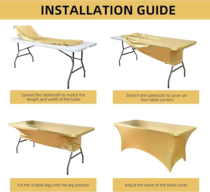 10-Pack 8ft Spandex Table Covers for Rectangle Folding Tables - Washable Elastic Tablecloth - Ultimate Fitted Table Protector for Parties, Trade Shows, Banquet, and Wedding