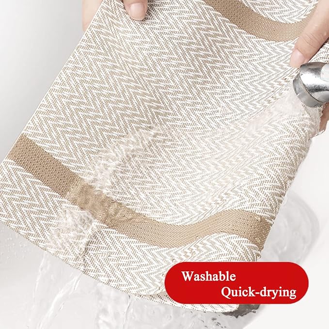 PIGCHCY Luxurious Placemats and Table Runner Set, Stylish Durable Placemats Set of 6 for Home Wedding Hotel Decoration (Beige White)