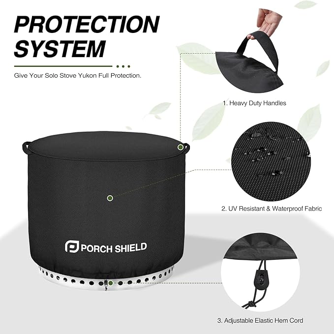 Porch Shield Fade Resistant Solo Stove Yukon Cover - Waterproof Patio Fire Pit Cover Round 32 inch Fits for Small Firepit Solo Stove Yukon