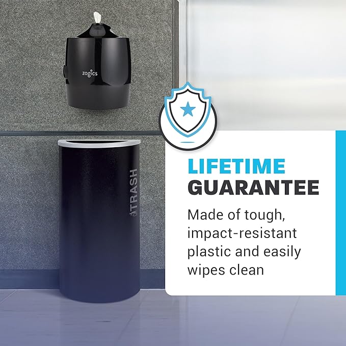 Zogics Wall Mounted Dispenser for Gym Wipes – No-Touch Sanitizing Wipes Dispenser, Mounts Easily to Wall for Quick Access to Disinfecting Wet Wipes (1 Unit)