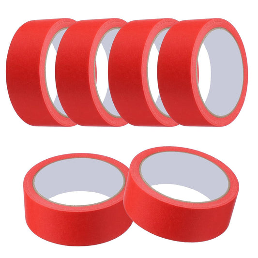 MECCANIXITY Masking Tape 1.4 Inch x 21 Yard Painter's Tape Red Paint Tapes for DIY Crafts Arts Drawing Decoration Labeling Car Painting Artist Teachers, Pack of 6