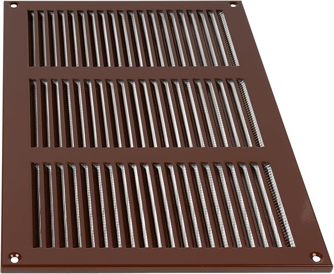 Repa Market 12x8 Inch Air Vent Cover/Brown Galvanized Steel Louvered Grill Cover with Mesh Screen/Wall or Ceiling Vent/Durable Flush Mount HVAC Register for Indoor and Outdoor Ventilation