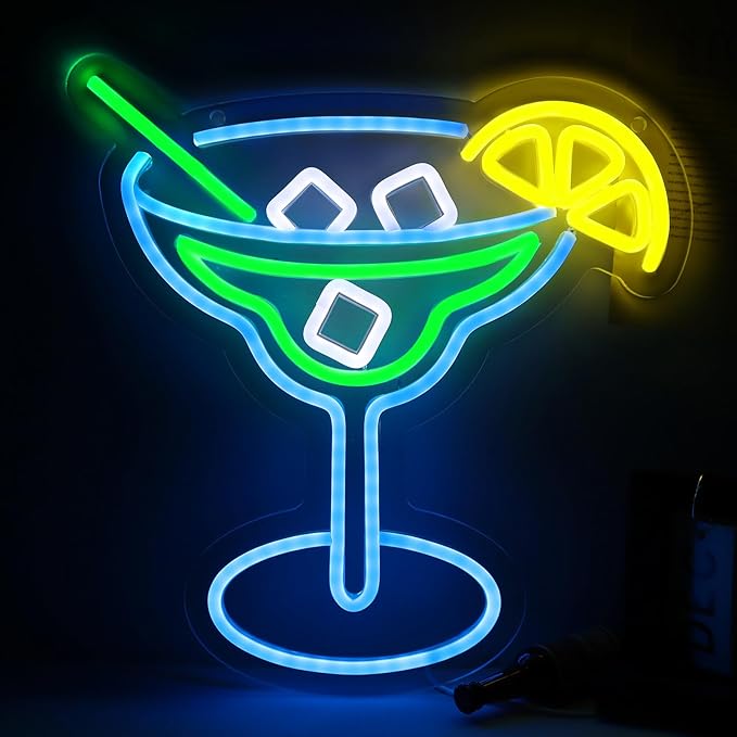 JFLLamp Cocktail Neon Signs for Wall Decor Neon Lights for Bedroom Led Business Signs Suitable for Man Cave Bar Pub Restaurant Christmas Gift Art