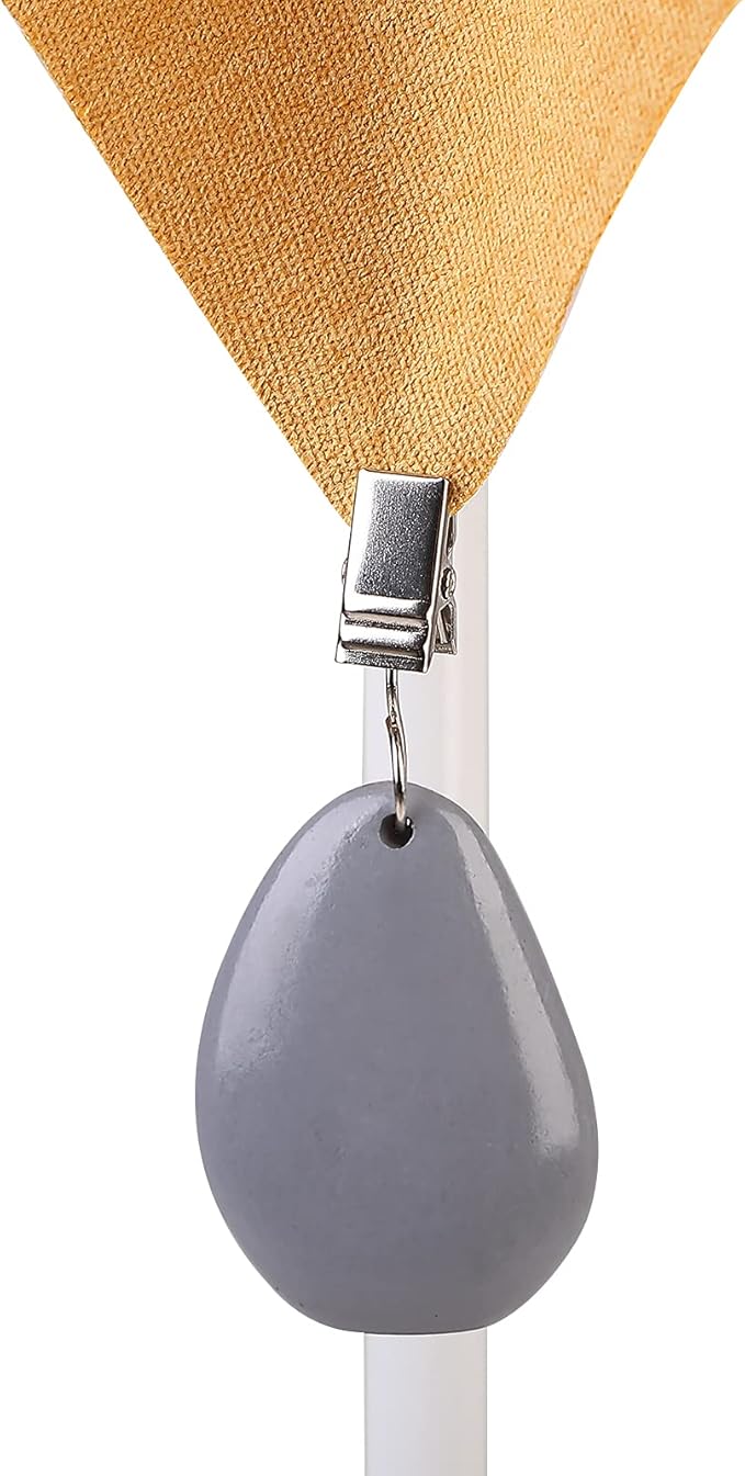 TwoFish Home Set of 4 Grey Stone Tablecloth Weights Clips Handicraft Grey Stone Tablecloth Clamps Pack of 4