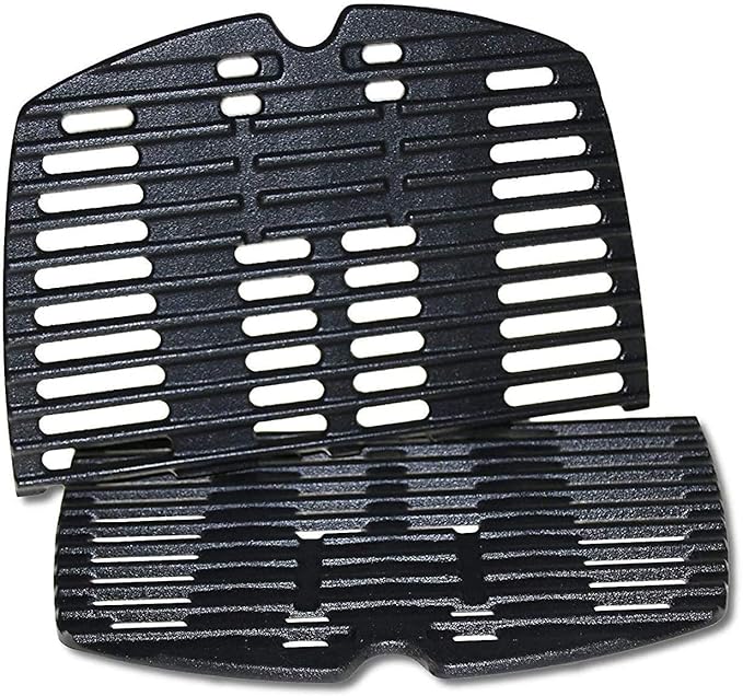 GGC 7644 7582 Grill Grates for Weber Q100 Q1000 Q120 Q1200 Q1400 Gas Grills, 17" x 12.7" Cast Iron Cooking Grates for Weber 50060001 51010001 51040001 51060001, 2PCS Baby Q Replacement Parts