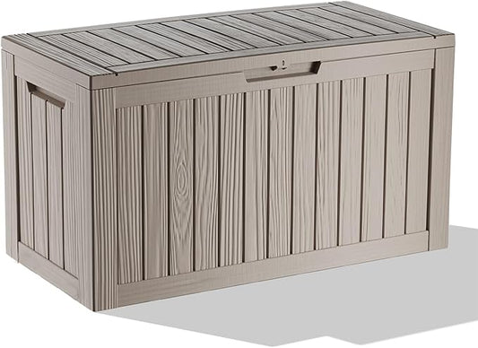 EasyUp 80 Gallon Deck Boxes Waterproof, Outdoor Large Storage Boxes with Lids, Outside Resin Storage Box & Deck Boxes for Patio, Garden Use(Gray)