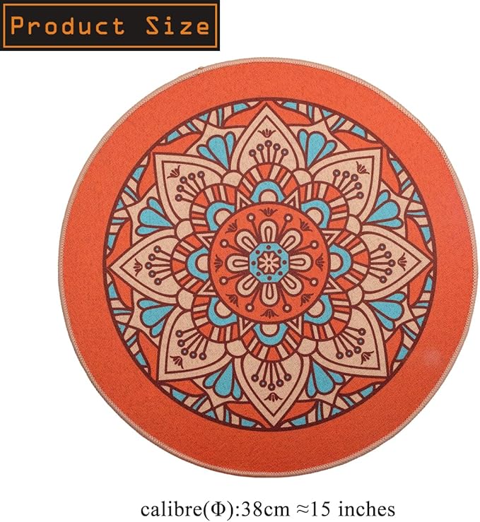 PIGCHCY Rubber Boho Placemats Set of 6, 15" Round Heat Resistant Placemat, Waterproof Washable Table Mats for Dining Table Decoration (Orange)