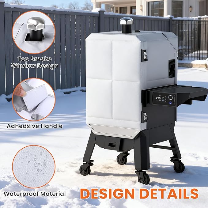 Hisencn Grill Insulation Blanket for Pit Boss Pro Series Elite 6-Series Wood Pellet Smoker PBV6PSE, Magnetic Heat Retention Smoker Cover, Fire-Resistant Fiberglass Blanket, Save Pellets in Winter