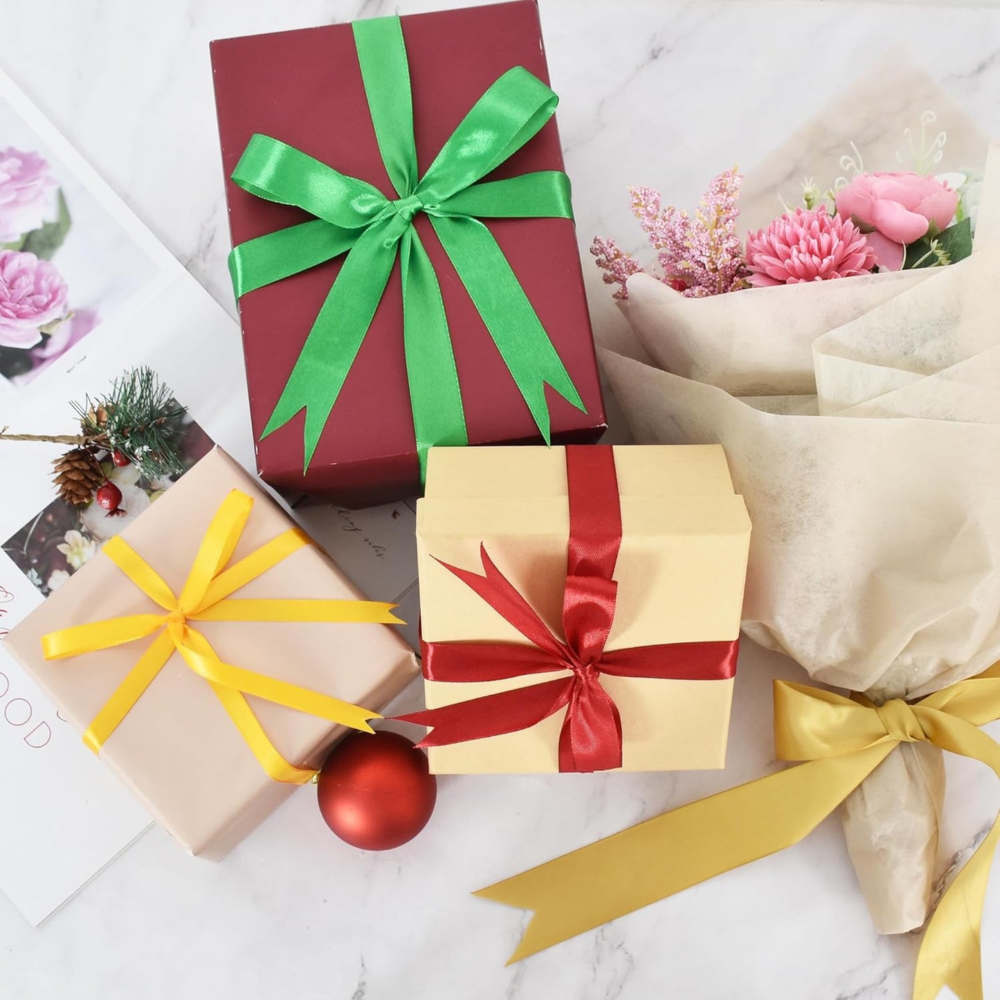 TONIFUL 3/8 Inch x 100yds Dark Blue Satin Ribbon Thin Solid Fabric Ribbon Roll for Gift Wrapping Invitation Floral Hair Balloons Craft Sewing Party Wedding Popsicles Decoration Valentine's Day Bouquet