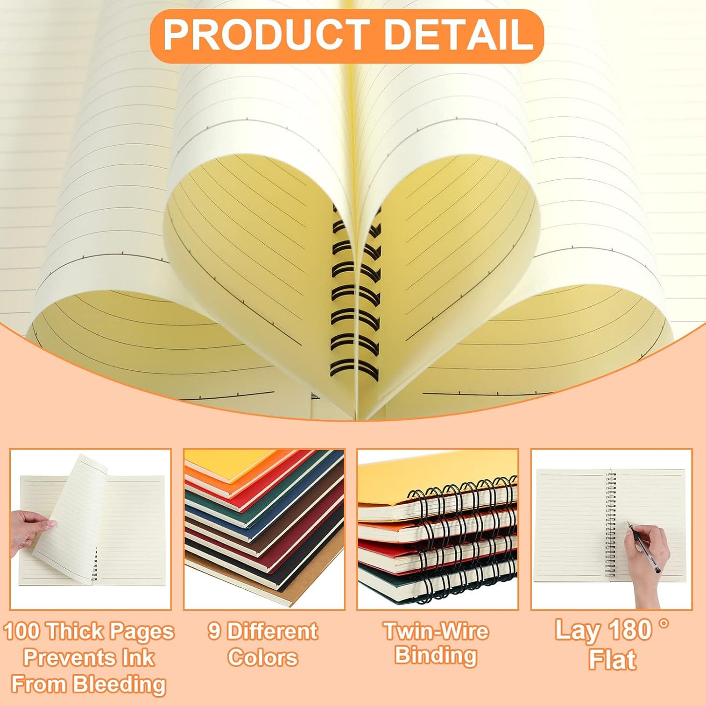 Yahenda 72 Pcs Spiral Notebook Bulk A5 Journal Lined 8.3'' x 5.5'' Writing Composition Paper Small Notepad Subject Notebook for Students Office Business Back to School Supplies (Multi Color)