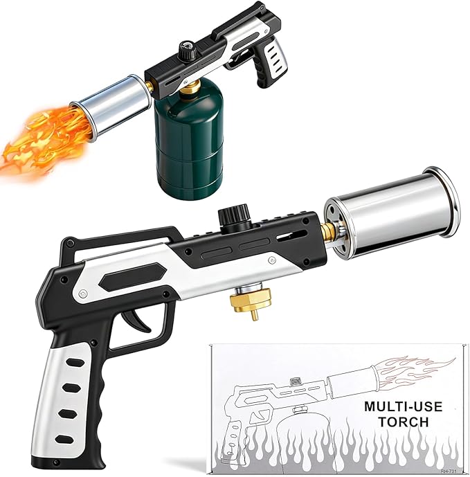 Saker Propane Torch Gun Plus 2026|Blow Torch with Adjustable Flame 3272°F High Heat|Professional Torch for Searing Steak,Welding,Campfire,BBQ|Propane Tank Not Included (2PC)
