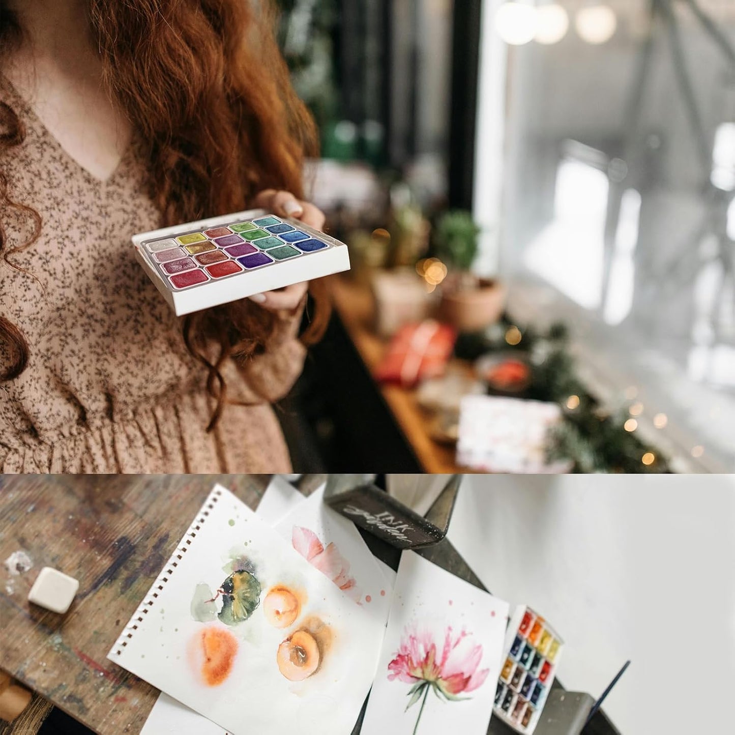 Metallic Glitter Watercolors, Glitter Watercolor Paint, Metallic Watercolor Paint Set Professional, Shifting Watercolor Painting Set for Art Painting (1, Pearly lustre - A)