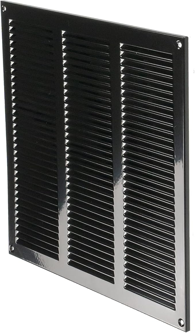 Repa Market 12x12 Inch Air Vent Cover/Black Galvanized Steel Louvered Grill Cover with Mesh Screen/Wall or Ceiling Vent/Durable Flush Mount HVAC Register for Indoor and Outdoor Ventilation
