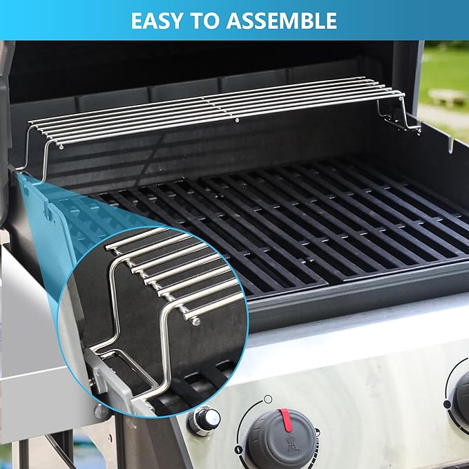 69866 Stainless Steel Warming Rack for Weber Spirit I & GS4 Spirit II 200 Series Spirit E210 S210 E220 S220 Gas Grill with Up Front Control Model (2013 and Newer),Replace for Weber 69866 67026