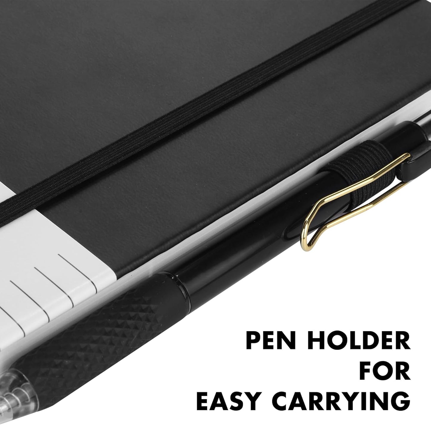 Aodaer 12 Set Lined Notebook Journals with Pens A5 Notebooks 100 GSM College Ruled Hardcover Notebook PU Leather Notepad with Pen Holder for Office School, 5.7 x 8.3 Inches, Black