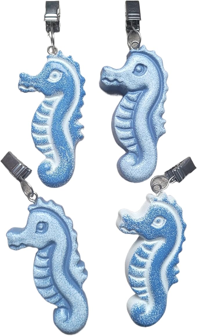 TwoFish Home Set of 4 Sea Horse Resin Tablecloth Weights Clips Sea Horse Handicraft Tablecloth Clamps Pack of 4