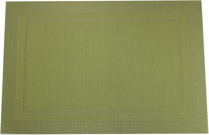 Gugrida Placemats Set of 6 Plaid Checkered Green PVC Placemat for Dining Table Durable Woven Vinyl Stain tablemats 18"X12"