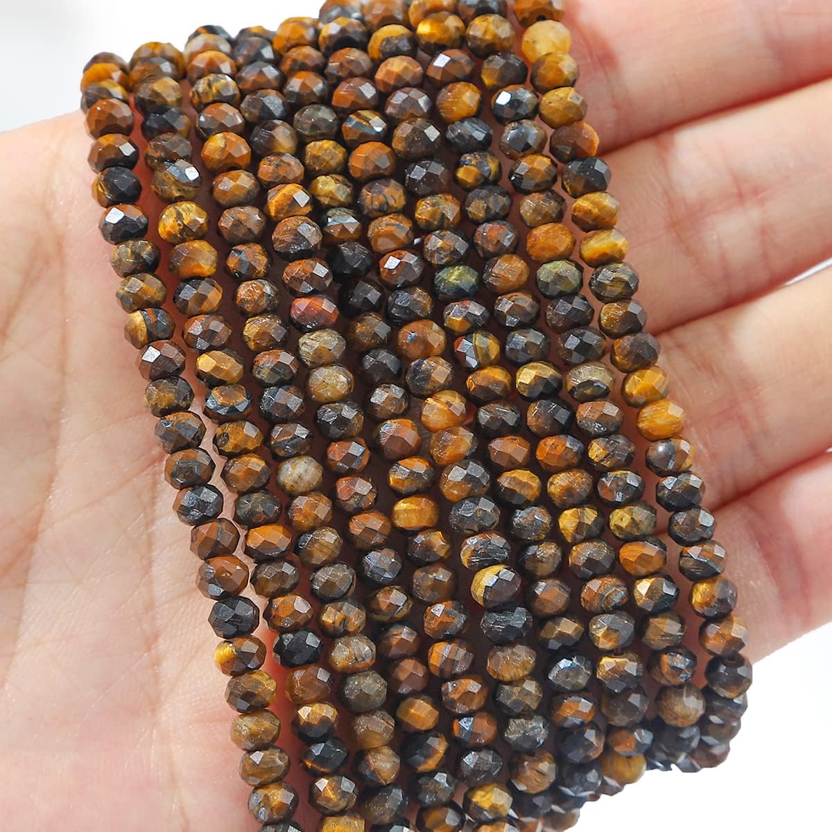 Natural Yellow Tiger Eye Beads 4x2mm 120pcs Faceted Rondelle Loose Semi Gemstone Beads for Jewelry Making Design
