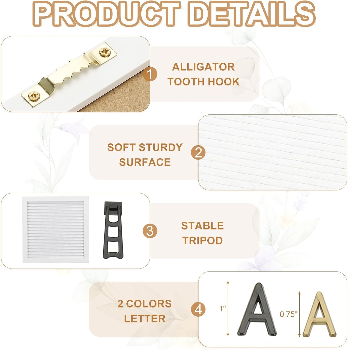 PATIKIL Felt Letter Board, 10x10Inches White Wooden Changeable Message Board with Storage Bag Stand for Kitchen Menu Classroom Farmhouse Decor Notes, Black Bronze