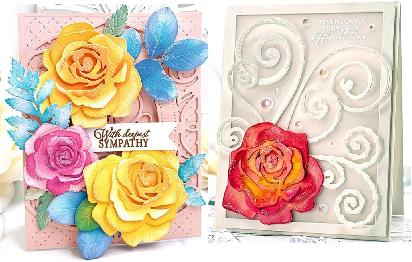 Cutting Dies Metal Stencils Scrapbooking Tools Flowers Lace Frame DIY Embossing Template for Paper Card Making Album Arts Crafts Supplies (Layer Flower B-14.5x10.3cm)