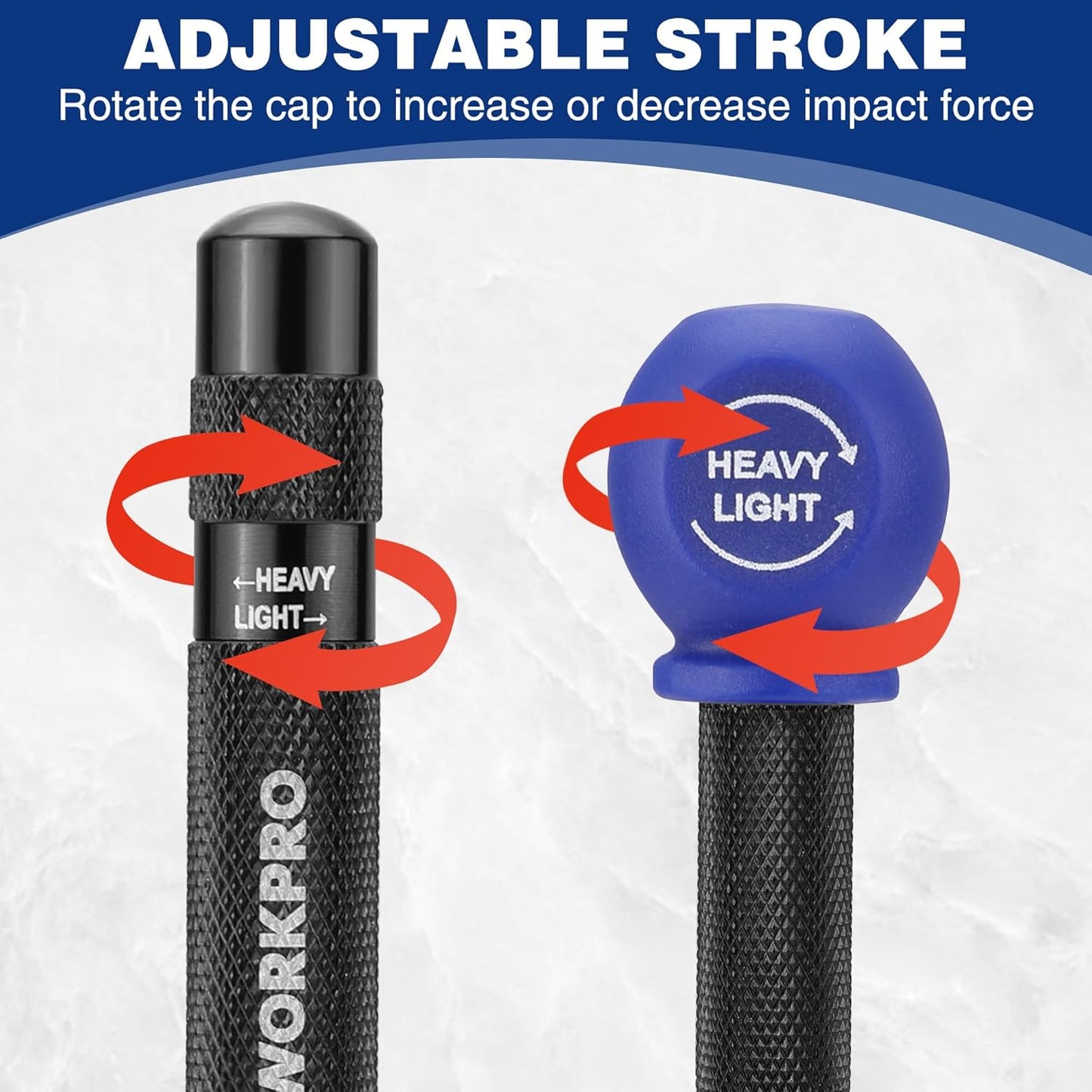 WORKPRO 2PCS Automatic Center Punch with an Extra Replacement Tip, Adjustable Spring Loaded Center Punch, Metal Punch Tool, Center Hole Punch for Wood, Metal, Plastic