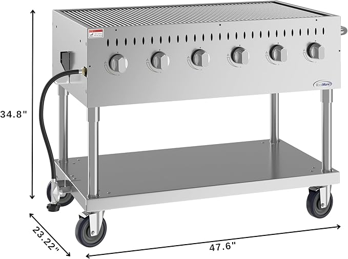 48 in. Commercial Mobile Outdoor Grill Stainless Steel, ETL Listed in Stainless-Steel (KM-CGM-48)