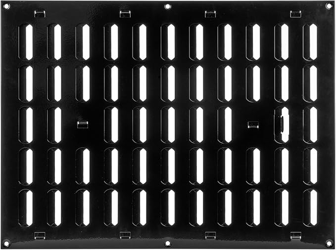 Vent Systems 16" x 12" Inch (Outer Dimensions) Metal Air Vent Grille - Black Adjustable Register Vent Cover - Open/Close Air Supply Intake Wall Vent - Heating/Cooling Ceiling Grille for House, Garage