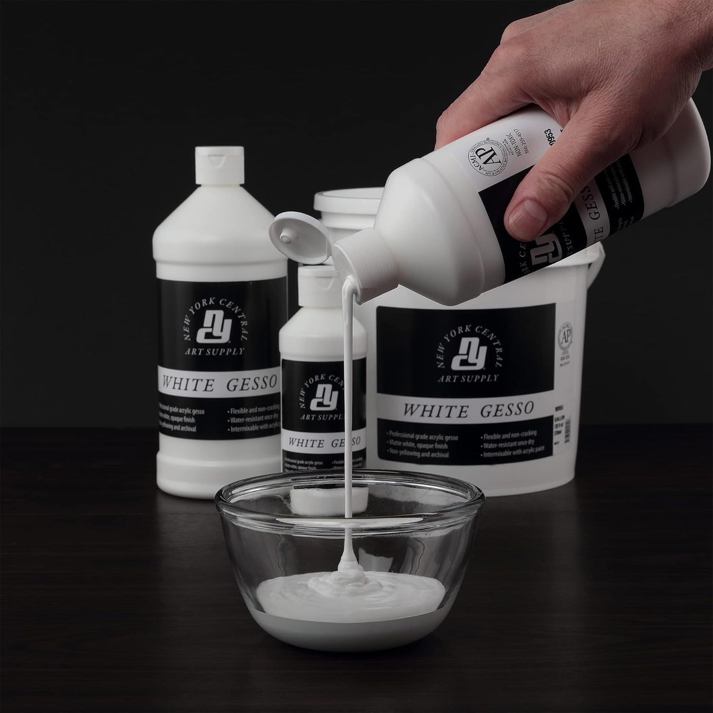 Acrylic Gesso - White Professional Grade Gesso for Painting, Acrylic, Oil, Pastels, & More! - 8 oz Bottle