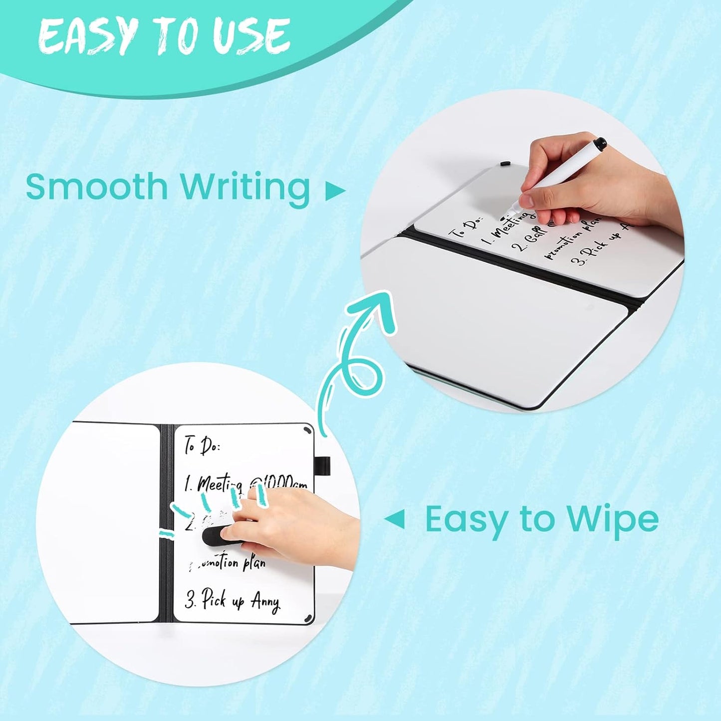 AGM Portable White Board Dry Erase, Double Sided Folding Whiteboards with Pen, Small Dry Erase Board for Study, Meeting, Doodling, Planning, Mint Green