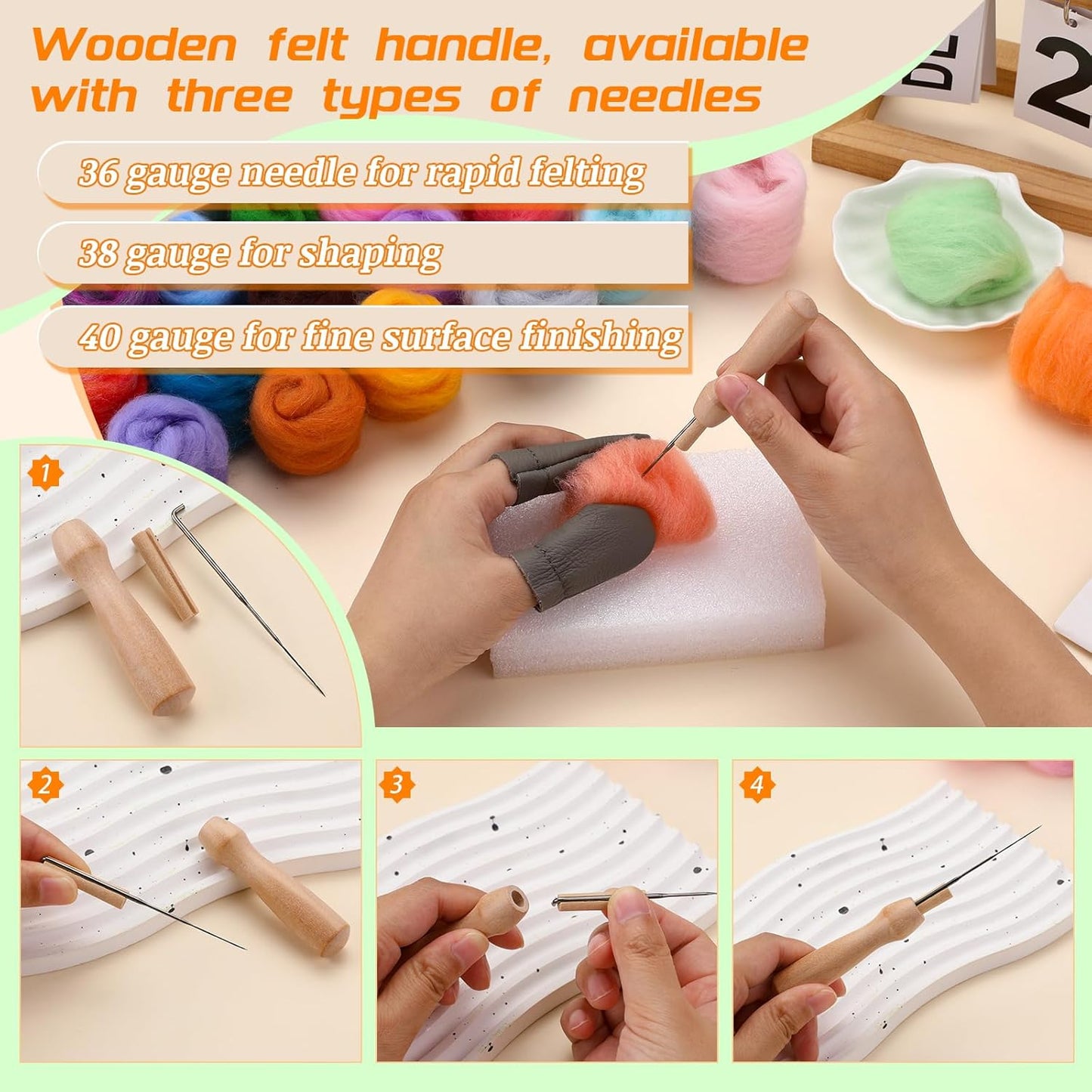 IMZAY Needle Felting Kit, 149 Pieces Needle Felting Tools for Beginner, 72 Colors Wool Roving Set, Felting Kit with Wool Felt Tools and Foam Mat, Felting Kits for Beginners Adult