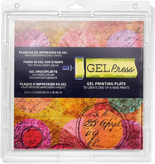 Gel Press Monoprinting Print Plate - 12” X 12” Gel Plate - Printmaking Supplies - Reusable Gel Printing Plate for Press Art for Card Making, Scrapbooking, Journaling, Arts and Crafts, Home Decor