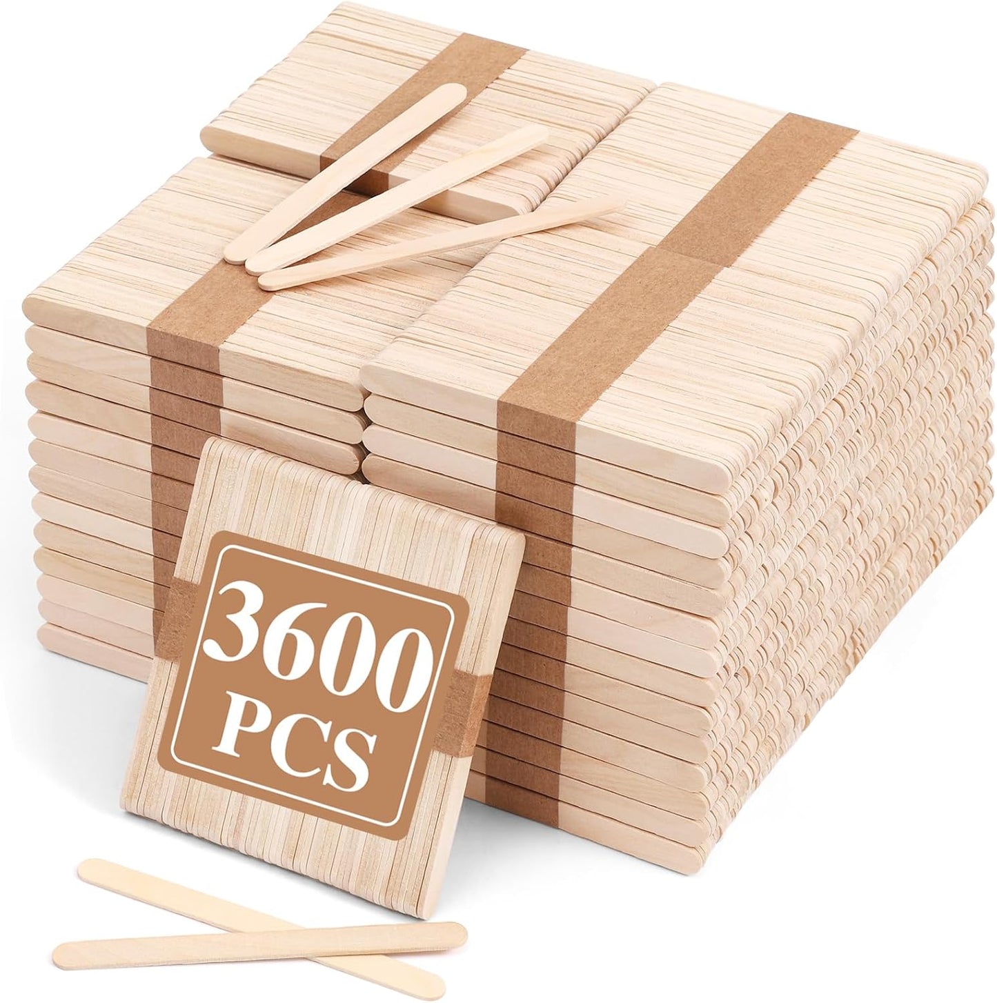 3600pcs Craft Sticks Bulk Natural Wooden Ice Cream Sticks,4.5 Inch Popsicle Sticks for Crafts,Food and Hair Remova,DIY Crafts Supplies for Home Art Projects
