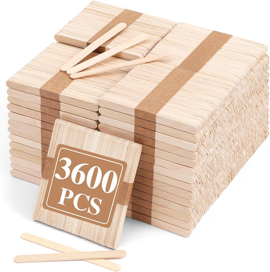 3600pcs Craft Sticks Bulk Natural Wooden Ice Cream Sticks,4.5 Inch Popsicle Sticks for Crafts,Food and Hair Remova,DIY Crafts Supplies for Home Art Projects