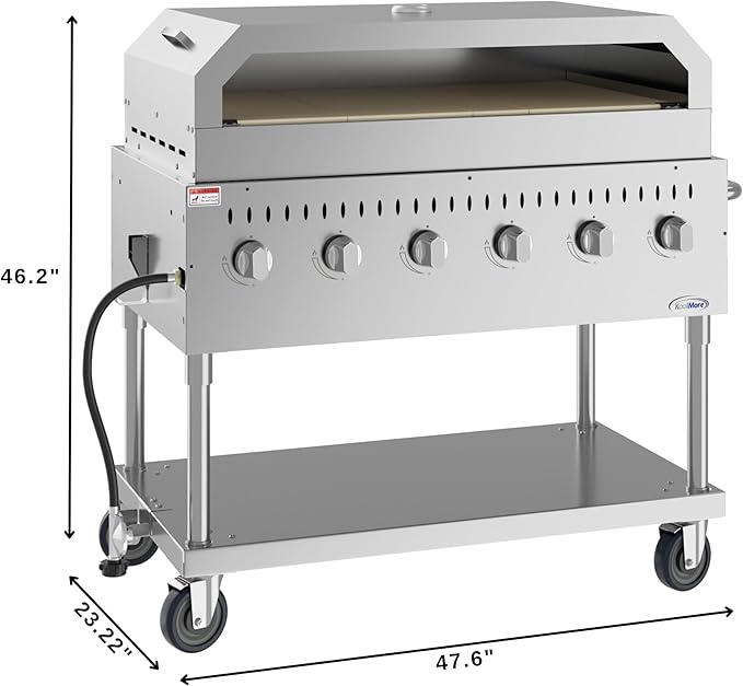 48 in. Commercial Outdoor Propane Gas Grill With Pizza Oven, ETL Listed in Stainless-Steel (CGKIT4-48P)
