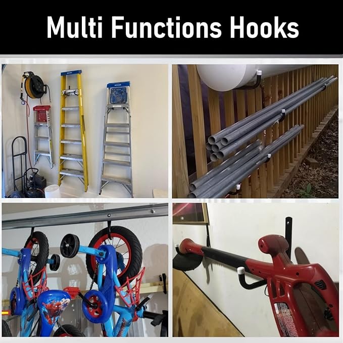 Heavy Duty Garage Hooks, 6.7Inch Wall Mount Garden Tools Storage Hook for Bike, Ladder, Chair, Garden Hose, Power Tool, Indoor Outdoor