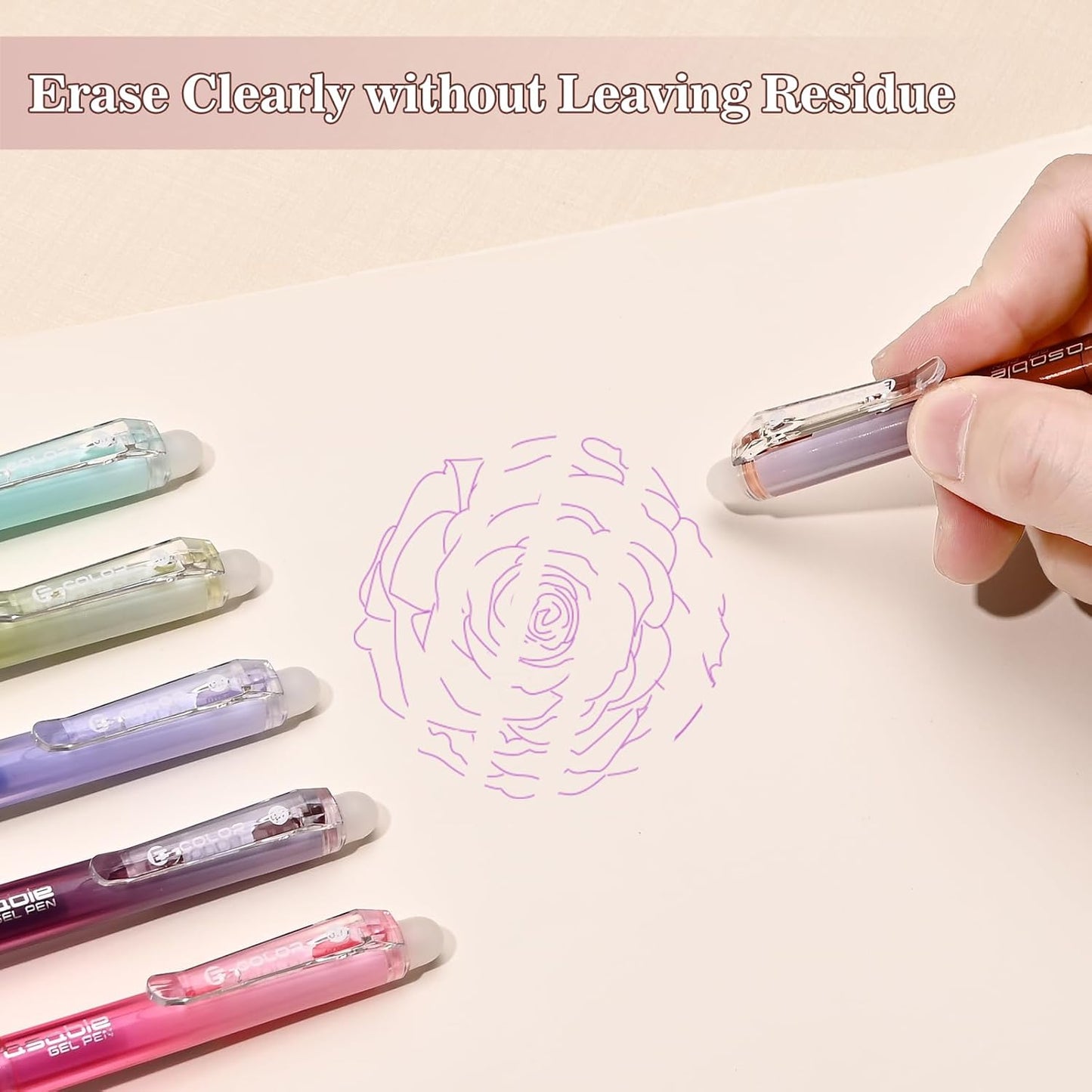 BAYTORY 36Pcs Colored Erasable Gel Pens, Fine Point 0.7mm, Retractable Assorted Colors Pen with Eraser, Smooth Writing Erasable Pens for Drawing Crossword Puzzles