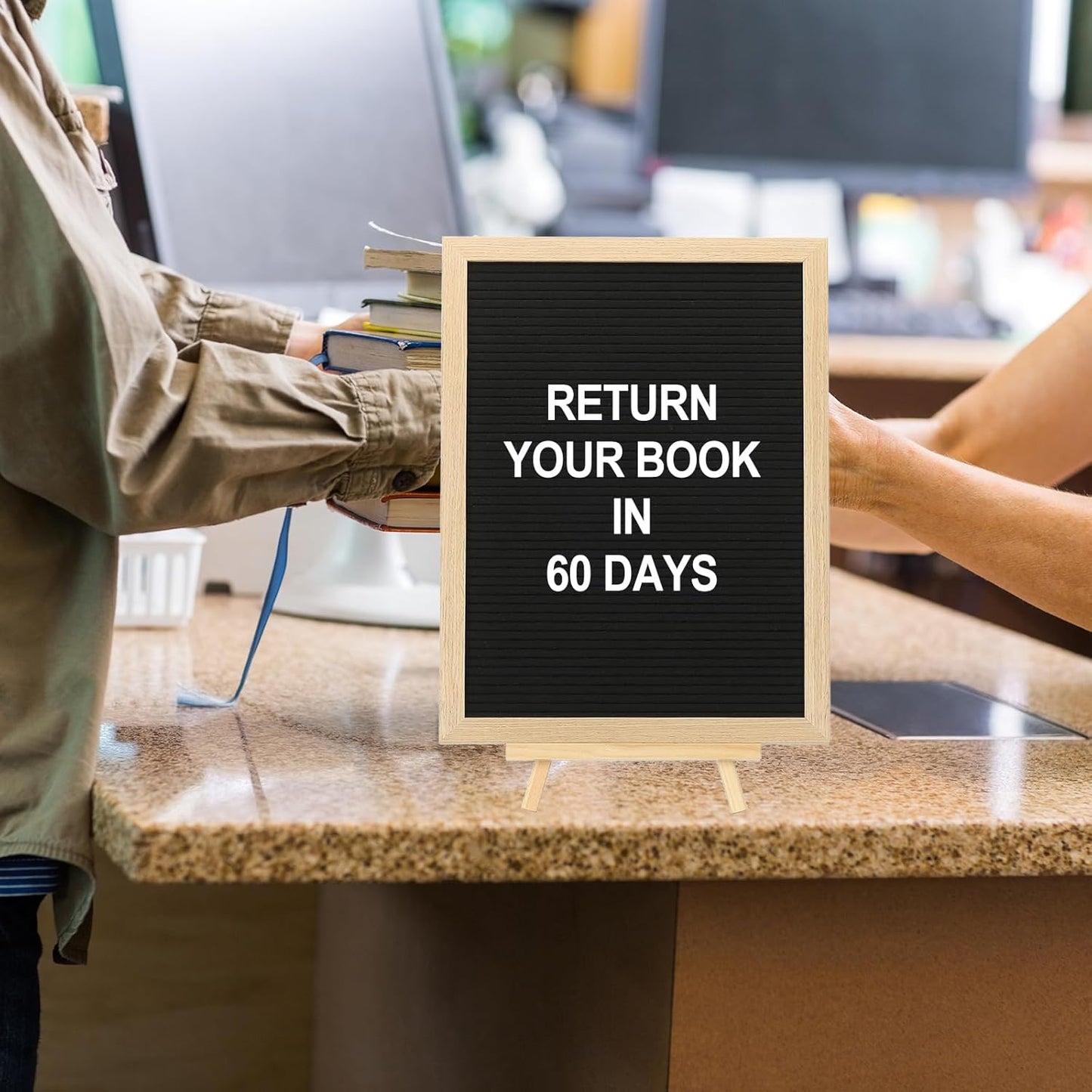 PATIKIL Felt Letter Board, 12x16Inches Black Wooden Changeable Message Board with Storage Bag Stand for Kitchen Menu Farmhouse Decor Notes, White Bronze Letter