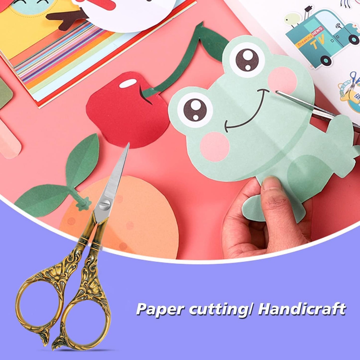 BIHRTC 4.5Inch Small Sharp Pointed Stainless Steel Scissors Craft Cross Detail Shears Thread Scissor for Sewing Craft Embroidery Needpoint Artwork DIY Tool Scissors Bronze Scissor