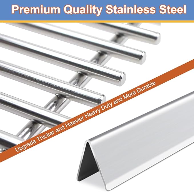 Stainless Steel Grill Replacement Parts for Weber Genesis 300 Series E310 E320 E330 S310 S320 S330, 19 1/2" 7528 7524 Grill Grates, 62752 Burners, 65505 Heat Deflectors and 7620 7621 Flavorizer Bars