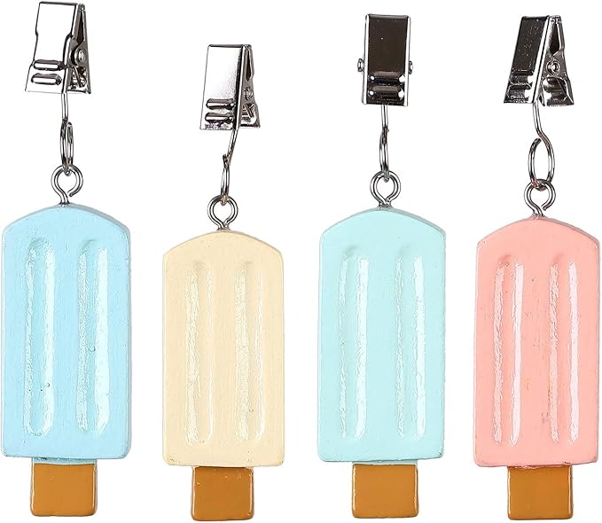 TwoFish Home Set of 4 Colorfue Ice Cream Tablecloth Clamps Handicraft TICE Cream Tablecloth Clamps Pack of 4