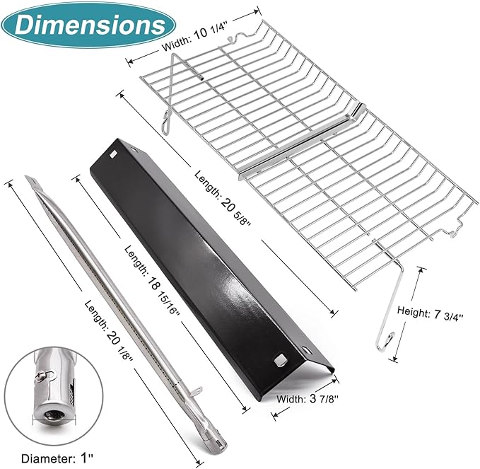 Criditpid Grill Replacement Parts for Chargriller 5050, 5650, 3001, 5072, 3008, Grill Grates, Heat Plate Tent, Burners, Hanger Bracket, Igniter and Warming Rack for Char Griller 5650 Replacement Parts